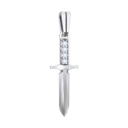 Men's Engravable Dagger Pendant with Gemstones in 925 Sterling Silver with Aquamarine