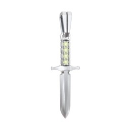 Men's Engravable Dagger Pendant with Gemstones in 925 Sterling Silver with Peridot