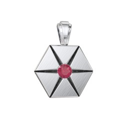 Men's Engravable Starburst Hexagon Pendant with Gemstone
