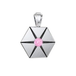 Men's Engravable Starburst Hexagon Pendant with Gemstone
