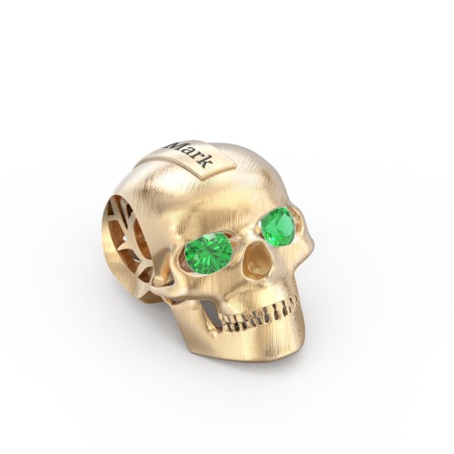Men's Engravable Skull Pendant with Gemstone Eyes