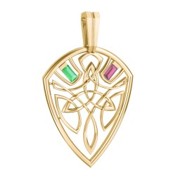 Men's Celtic Shield Pendant with Baguette Gemstones