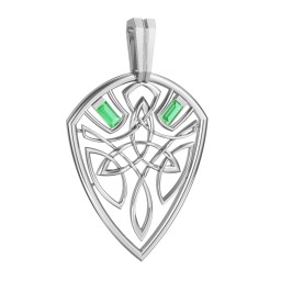 Men's Celtic Shield Pendant with Baguette Gemstones