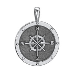 Men's Engravable Compass Pendant – Sterling Silver
