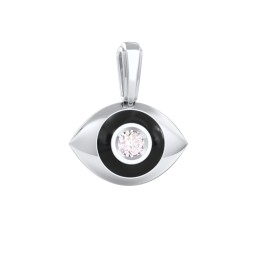 Men's Engravable Evil Eye Gemstone Pendant with Cold Enamel