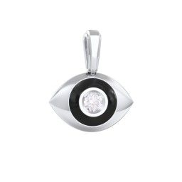 Men's Engravable Evil Eye Gemstone Pendant with Cold Enamel