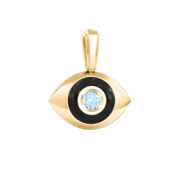 Men's Engravable Evil Eye Gemstone Pendant with Cold Enamel