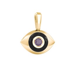 Men's Engravable Evil Eye Gemstone Pendant with Cold Enamel