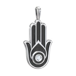 Men's Engravable Hamsa Gemstone Pendant with Cold Enamel