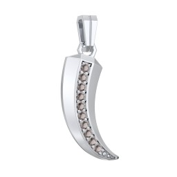 Men's Engravable Claw Pendant with Gemstones in 925 Sterling Silver with Smokey Quartz
