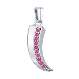 Men's Engravable Claw Pendant with Gemstones in 925 Sterling Silver with Ruby
