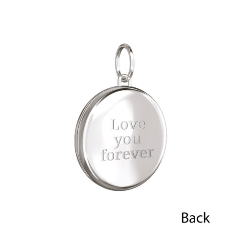 Engravable Round Photo Locket Charm