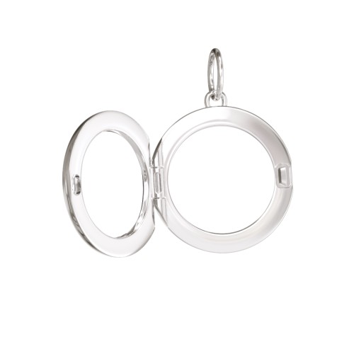 Engravable Round Photo Locket Charm – Sterling Silver