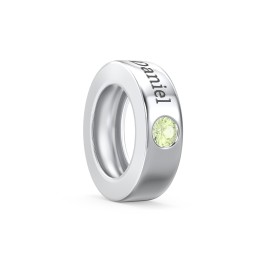 Engravable Ring Charm with a Birthstone in 925 Sterling Silver with Peridot