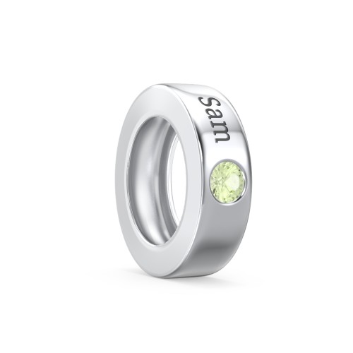 Engravable Ring Charm with a Birthstone – Sterling Silver with Peridot