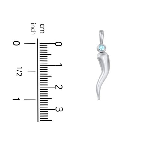 Men's Italian Horn Pendant with 2 Birthstones