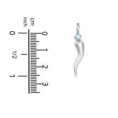 Men's Italian Horn Pendant with 2 Birthstones