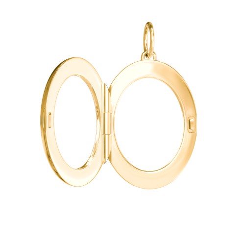 Engravable Oval Photo Locket Charm – 18K Gold Plated Silver