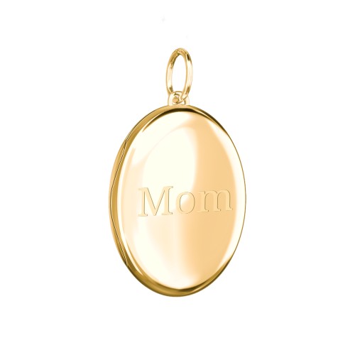 Engravable Oval Photo Locket Charm – 18K Gold Plated Silver