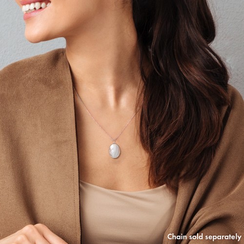 Engravable Oval Photo Locket Charm – Sterling Silver