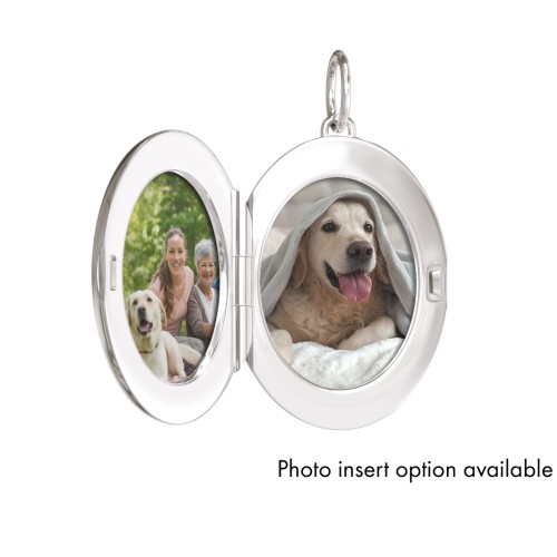 Engravable Oval Photo Locket Charm – Sterling Silver