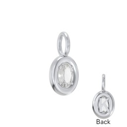 Oval Frame Stone Charm With Back Initial