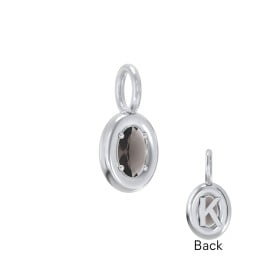 Oval Frame Stone Charm With Back Initial
