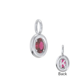 Oval Frame Stone Charm With Back Initial