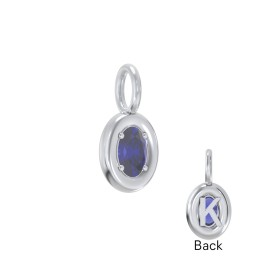 Oval Frame Stone Charm With Back Initial