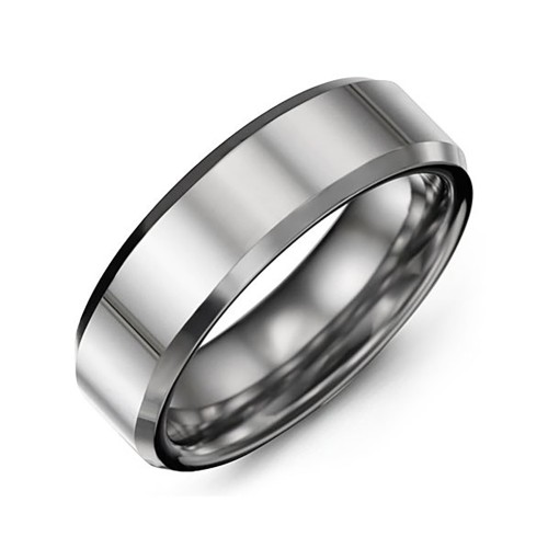 Men's Beveled & Polished Tungsten Ring