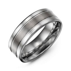 Men's Polished and Satin Triple Band Tungsten Ring – Tungsten