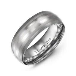 Men's Triple Stripe Polished & Satin Tungsten Ring in Tungsten