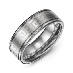 Men's Eternal Greek Key Tungsten Ring