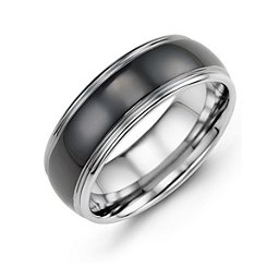 Men's Two Tone Polished & Satin Tungsten Ring