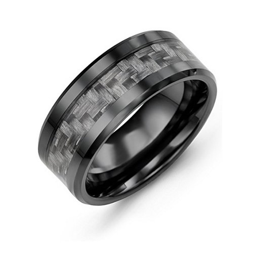 Men's Nightfall Ceramic 9mm Ring with Carbon Fiber Inlay – Ceramic
