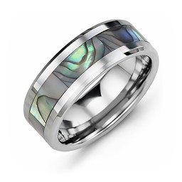 Men's Tungsten Ring with Abalone Inlay