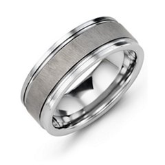 Men's Grooved Tungsten Ring with Brushed Centre – Tungsten