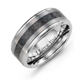 Men's Trinity Tungsten Ring with Carbon Fibre Inlay