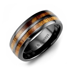 Men's Ceramic and Koa Wood Barrel Ring – Ceramic