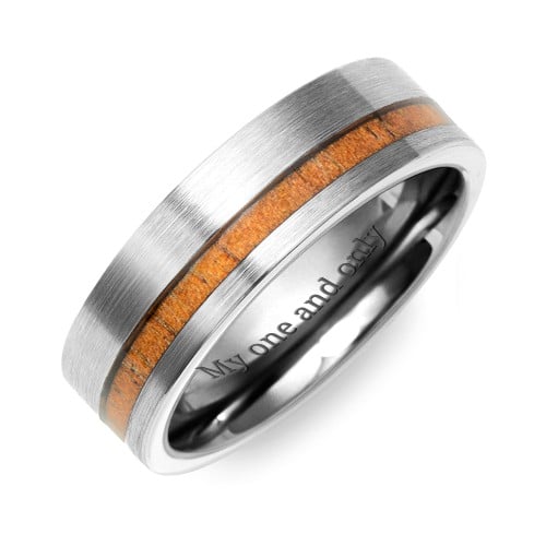 Men's Brushed Tungsten Koa Wood Ring