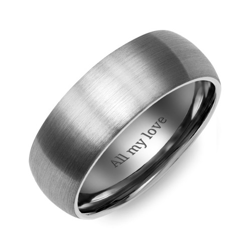 Men's Wide Brushed Tungsten Dome Ring