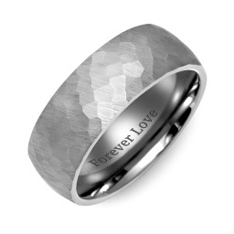 Men's Brushed Hammered Tungsten Ring