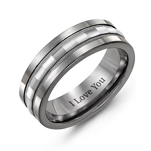 Men's Grooved Centre Inlay Ring