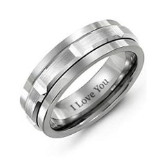 Men's Brushed Grooved Centre Ring