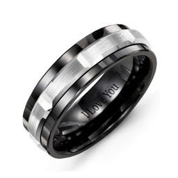 Men's Brushed Grooved Centre Ring