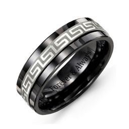 Men's Greek Key Inlay Ring