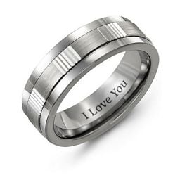 Men's Brushed & Ribbed Inlay Ring