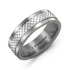 Men's Meshed Inlay Tungsten Ring – Tungsten & Sterling Silver