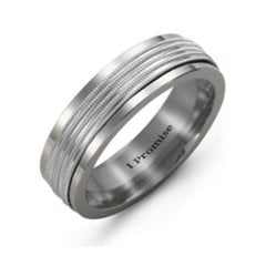 Men's Ribbed Inlay Tungsten Ring