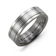Men's Tungsten Ring with Multistripe Inlay – Tungsten & Sterling Silver